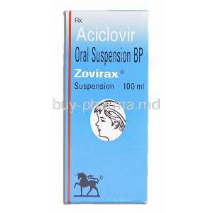 Zovirax Suspension 100ml, Generic Aciclovir Oral Suspension BP box