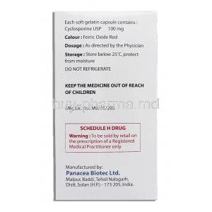 Panimun Bioral, Generic Cyclosporine, 100 mg, PANACEA BIOTEC manufacturer