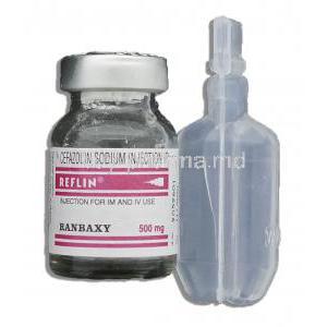 Reflin, Generic Cefazolin, Cefazolin Sodium 500mg, bottle and sterile water