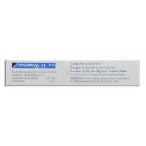 Prazopress XL 2.5, Generic Prazosin, Prazosin Hydrochloride 2.5mg tablet, description