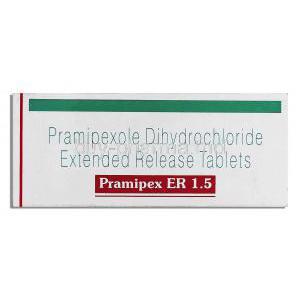 Pramipex ER 1.5, Generic Pramipexole ER, 1.5mg tablet, box