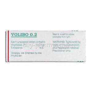 Volibo 0.2, Generic Voglibose, 0.2mg tablet, box description