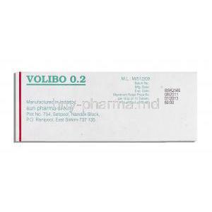 Volibo 0.2, Generic Voglibose, 0.2mg tablet, Sun Pharma Sikkim manufacturer