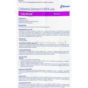 Calpsor, Calcipotriol Ointment, information sheet 1