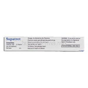 Supatret 0.1, Generic Tretinoin Microsphere Gel 0.1%, 20mg Gel, box composition