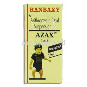 Azax Liquid, Generic Zithromax, Azithromycin Oral 15ml Suspension, 100mg/5ml, box
