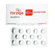 Forziga (Turkey), Dapagliflozon, 10mg 28 tabs, AstraZeneca, box and blister pack front presentation
