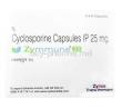 Zymmune 25, Cyclosporine 25mg, 6caps,Zydus Cadila, Box front view