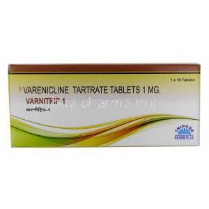 Varnitrip-1, Varenicline 1mg, Tripada Healthcare, Box front view