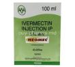 Neomec Injection, Ivermectin 1%, Injection Vial 100mL, Intas Pharmaceuticals Ltd, Box front view