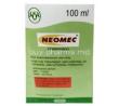 Neomec Injection, Ivermectin 1%, Injection Vial 100mL, Intas Pharmaceuticals Ltd, Box information, Caution