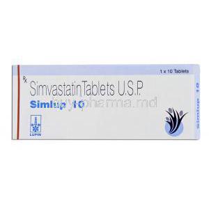 Simlup 10, Generic  Zocor, Simvastatin 10mg Box