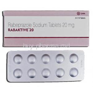 Rabaktive 20, Rabeprazole Sodium, 20 mg, tablet