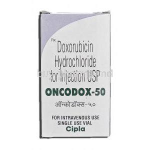 Oncodox-50, Generic Doxil, Generic Rubex, Doxorubicin Hydrochloride, 50 mg, Injection, box