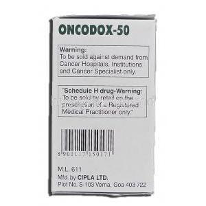 Oncodox-50, Generic Doxil, Generic Rubex, Doxorubicin Hydrochloride, 50 mg, Injection, Cipla manufacturer