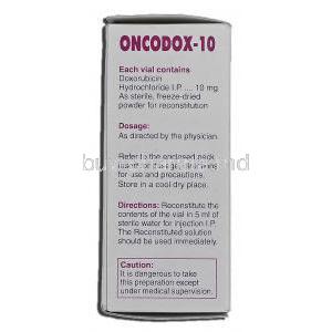 Oncodox-10, Generic Doxil, Generic Rubex, Doxorubicin Hydrochloride, 10 mg, Injection, box description