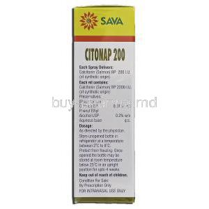 Citonap 200, Calcitonin Nasal Spray, 30 Metered Doses 3.7 ml, box description