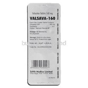 Valsava-160, Valent, Valsartan, tablet, 160 mg, Strip description