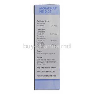 Momenap NS 0.05, Generic Nasonex, Mometasone Furoate 50mcg 10ml 100mdi Nasal Spray Box Information