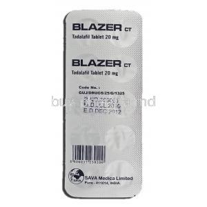 Blazer, Generic Cialis, Tadalafil, 20 mg, Strip description