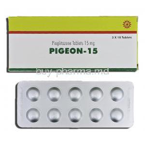 Pigeon-15, Generic Actos, Pioglitazone, 15mg, Tablet