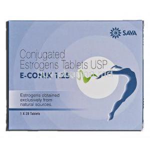 E-Conik 1.25, Generic Premarin, Conjugated Estrogens, Tablet, Box