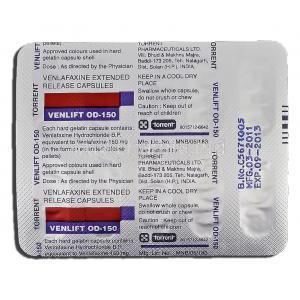 Venlift OD-150, Generic Effexor XR, Venlafaxine XR, Capsule, Strip description