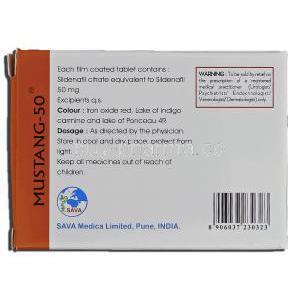 Mustang-50, Sildenafil Citrate 50mg Box Information