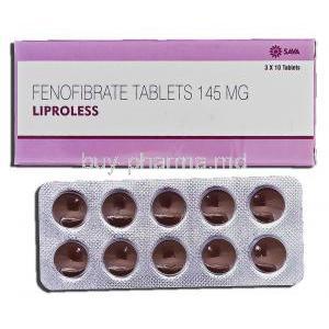 Liproless, Generic Tricor, Fenofibrate, 145 mg, Tablet