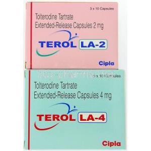 Terol LA , Generic Detrol La,  Tolterodine Tartrate 2mg/ 4mg (Cipla)