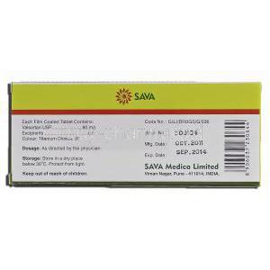 Valsava-80, Valsartan, 80 mg, Tablet, Box description