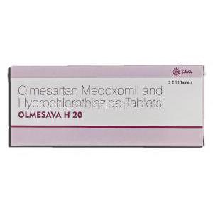 Olmesava H 20, Generic Benicar HCT, Olmesartan & hydrochlorothiazide, 20 mg, Box