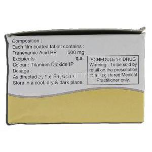 Pause-500, Generic  Cyklokapron, Tranexamic Acid, 500 mg, Box description