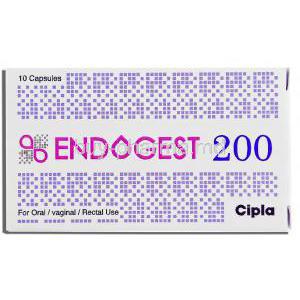 Endogest, Generic Prochieve,  Progesterone 200 Mg Soft Gelatin Capsule (Cipla) Box