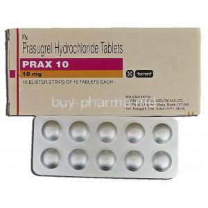 Prax 10, Generic Effient, Prasugrel Hydrochloride, 10 mg, Tablet