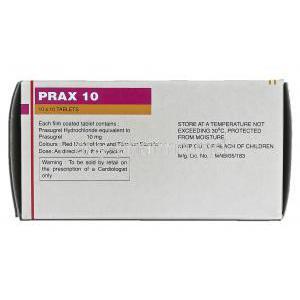 Prax 10, Generic Effient, Prasugrel Hydrochloride, 10 mg, Box description