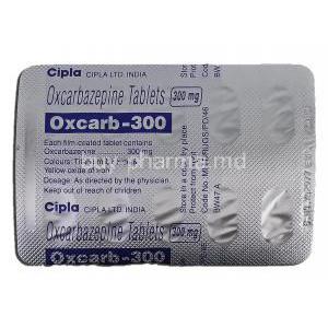 Oxcarb-300, Generic Trileptal, Oxcarbazepine, 300 mg, Strip description