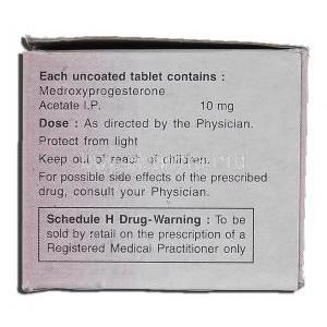 Modus-10, Generic Provera, Medroxyprogesterone Acetate, Box description