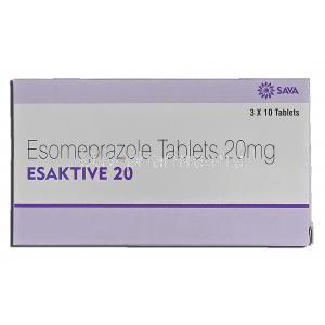 Esaktive 20, Generic Nexium, Esomeprazole 20mg Box