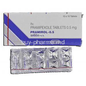 Pramirol-0point5, Generic Mirapex, Pramipexole Dihydrochloride, 0.5 mg, Tablet