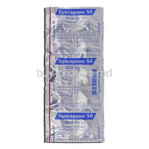 Syncapone 50, Generic Stalevo, Carbidopa, 12.5mg, Levodopa, 50mg, Entacapone, 200 mg, Strip