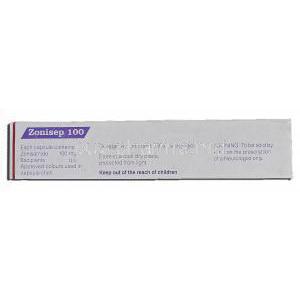 Zonisep 100, Generic Zonegran, Zonisamide, 100 mg, Box description