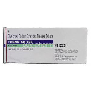 Trend XR 125, Generic Depakote, Divalproex Sodium Extended Release, 125 mg, Box