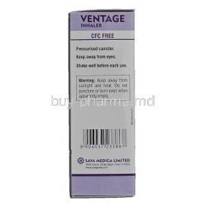 Ventage, Generic Ventolin, Salbutamol Pressurised Inhalation, 200 Metered Doses, Sava Medica manufacturer