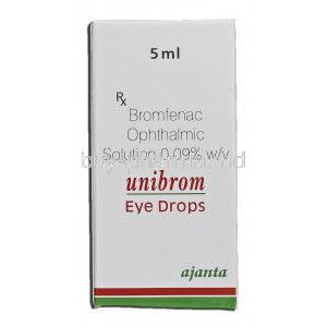 Unibrom Eye Drops, Generic Xibrom, Bromfenac Ophthalmic, Box