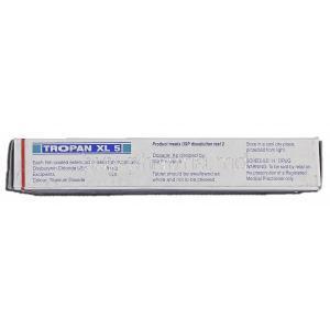 Tropan XL 5, Generic Ditropan XL, Oxybutynin Chloride XL, 5 mg, Box description