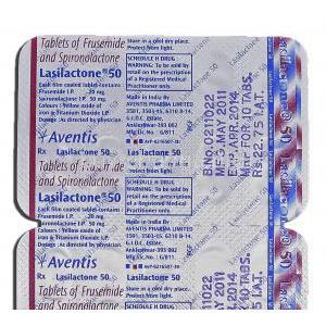 Lasilactone 50, Frusemide, 20 mg, Spironolactone, 50 mg, Strip description