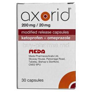 Axorid, Ketoprofen 200mg and Omeprazole, 20mg, Meda Pharmaceuticals Manufacturer