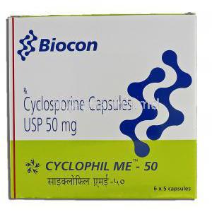 Cyclophil Me - 50, Generic Sandimmune, Cyclosporine, 50mg, Box
