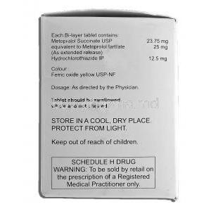 Metomac H 25, Generic Lopressor HCT, Metoprolol Tartrate, 25mg, Hydrochlorothiazide 12.5mg, Box description.JPG